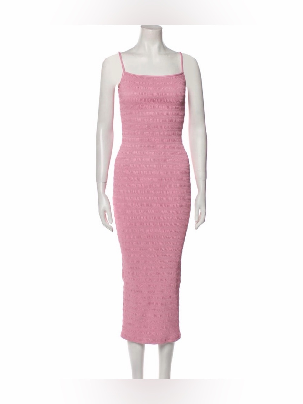 Nanushka Pink Ribbed Knit Midi Dress